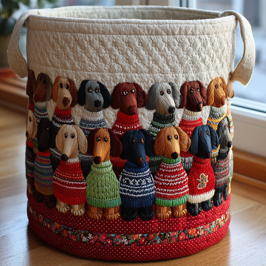 Cesta Artesanal - Cesto Para Ropa Con Diseño Canino