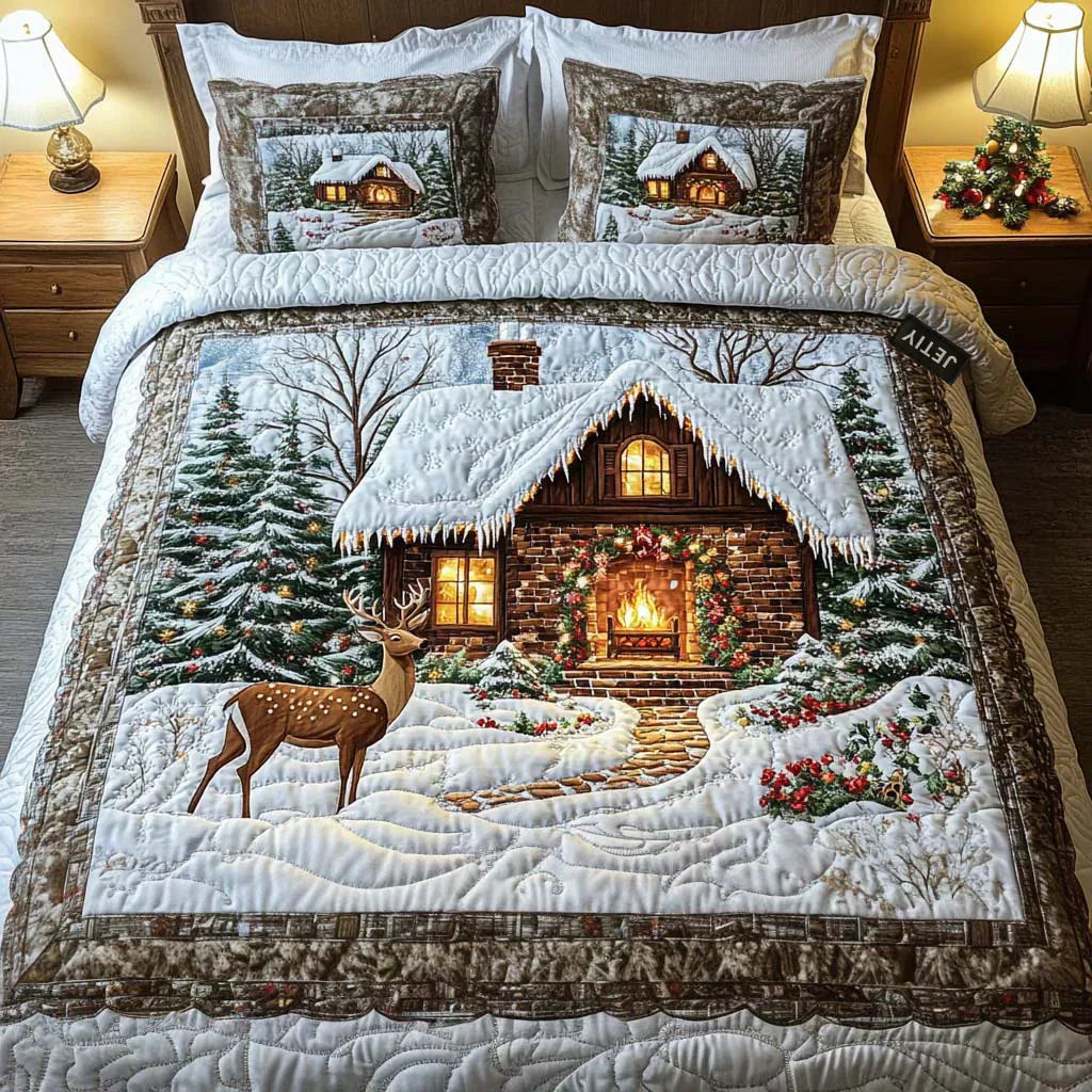 Juego de cama acolchado de 3 piezas - Cabaña Acogedora