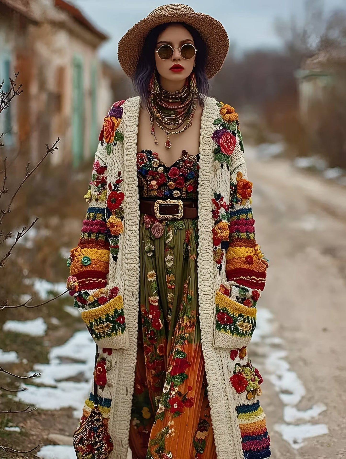 Cecilia | Cárdigan de punto con estampado de patchwork