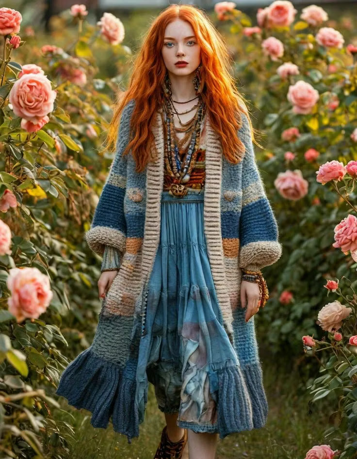 Paulina | Cárdigan de punto con estampado de patchwork