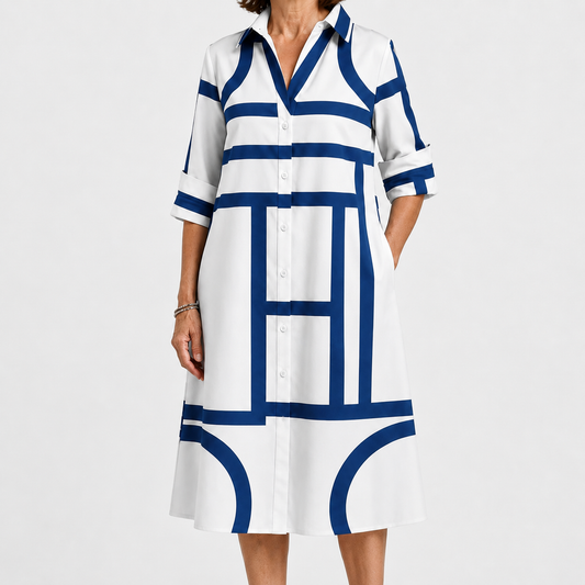 Vestido Camisero Geométrico Elegante