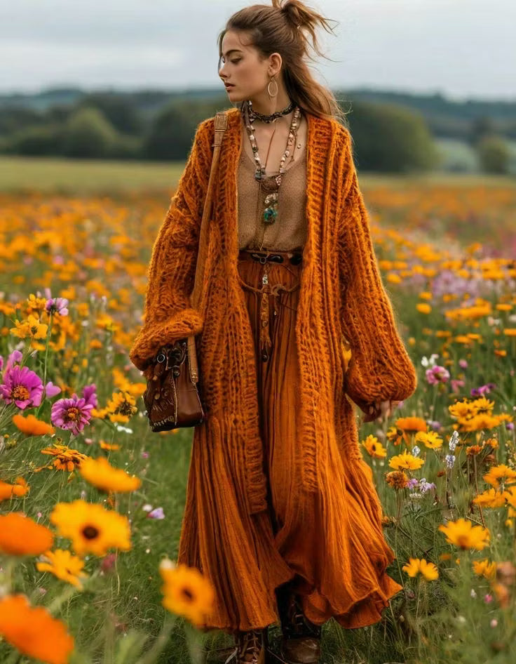 Teresa | Cárdigan de punto con estampado de patchwork