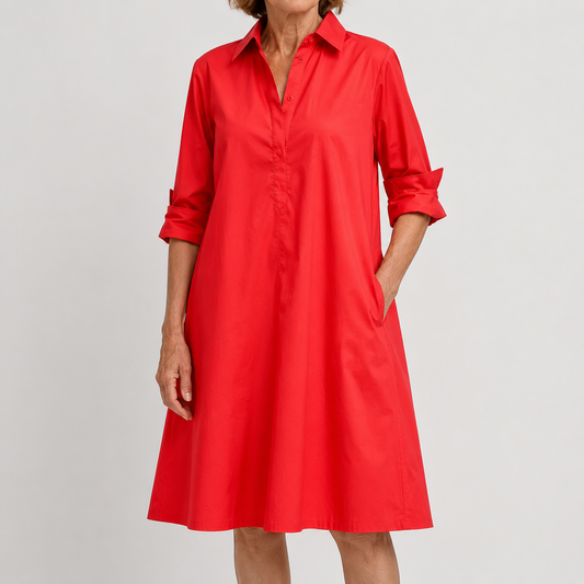 Vestido Camisero Rojo Clásico