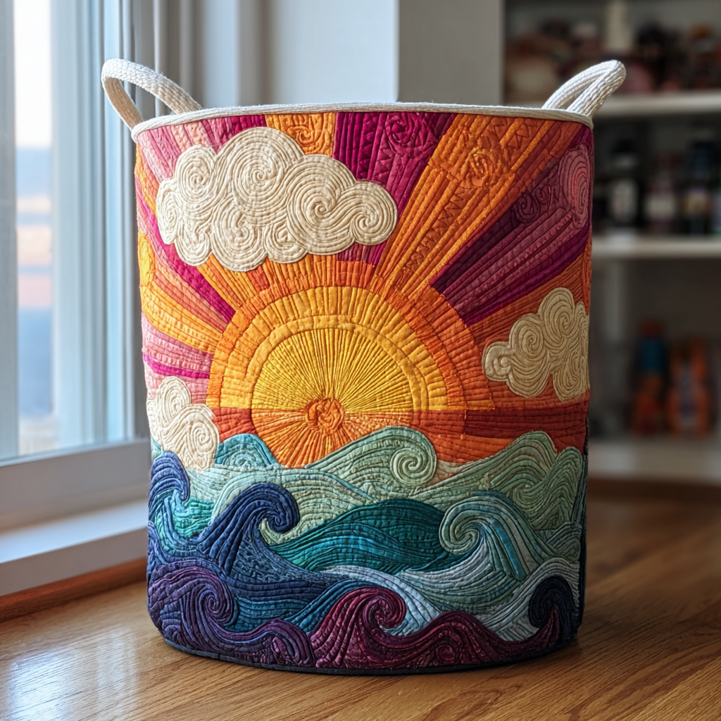 Cesta Artesanal - Cesto De Ropa Con Diseño De Paisaje