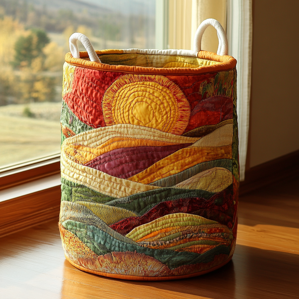 Cesta Artesanal - Cesto De Ropa Con Diseño De Paisaje