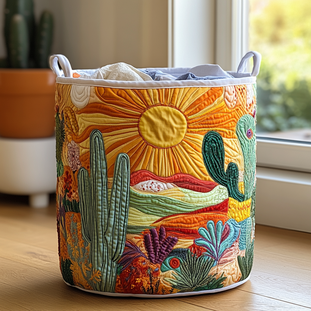Cesta Artesanal - Cesto De Ropa Con Diseño De Paisaje