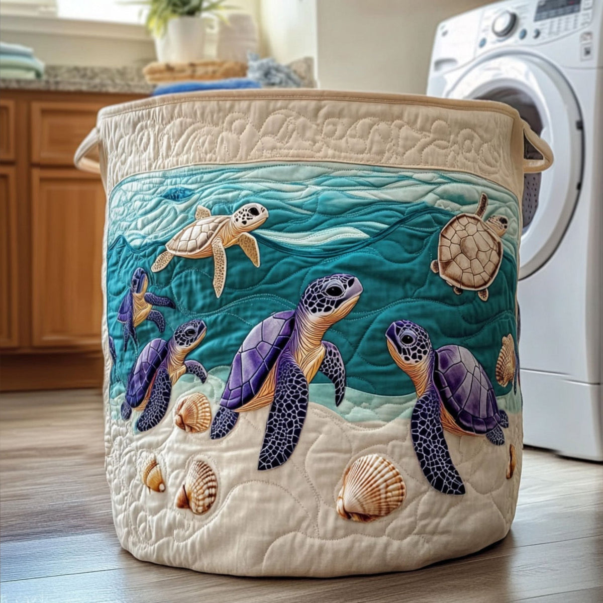 Cesta Artesanal - Cesto De Ropa Con Diseño Marino