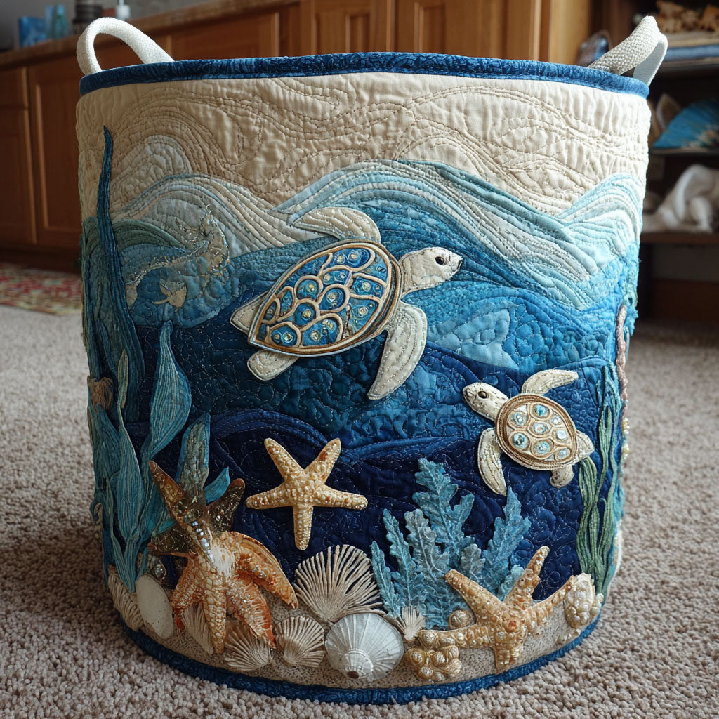 Cesta Artesanal - Cesto De Ropa Con Diseño Marino