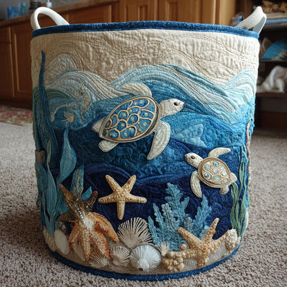 Cesta Artesanal - Cesto De Ropa Con Diseño Marino
