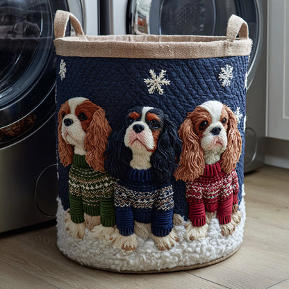 Cesta Artesanal - Cesto Para Ropa Cilíndrico Con Diseño Canino