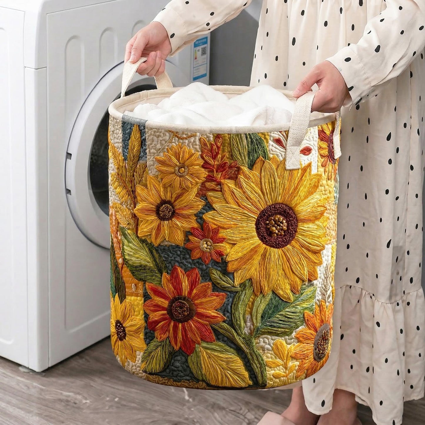 Cesta Artesanal - Cesto Para Ropa Floral