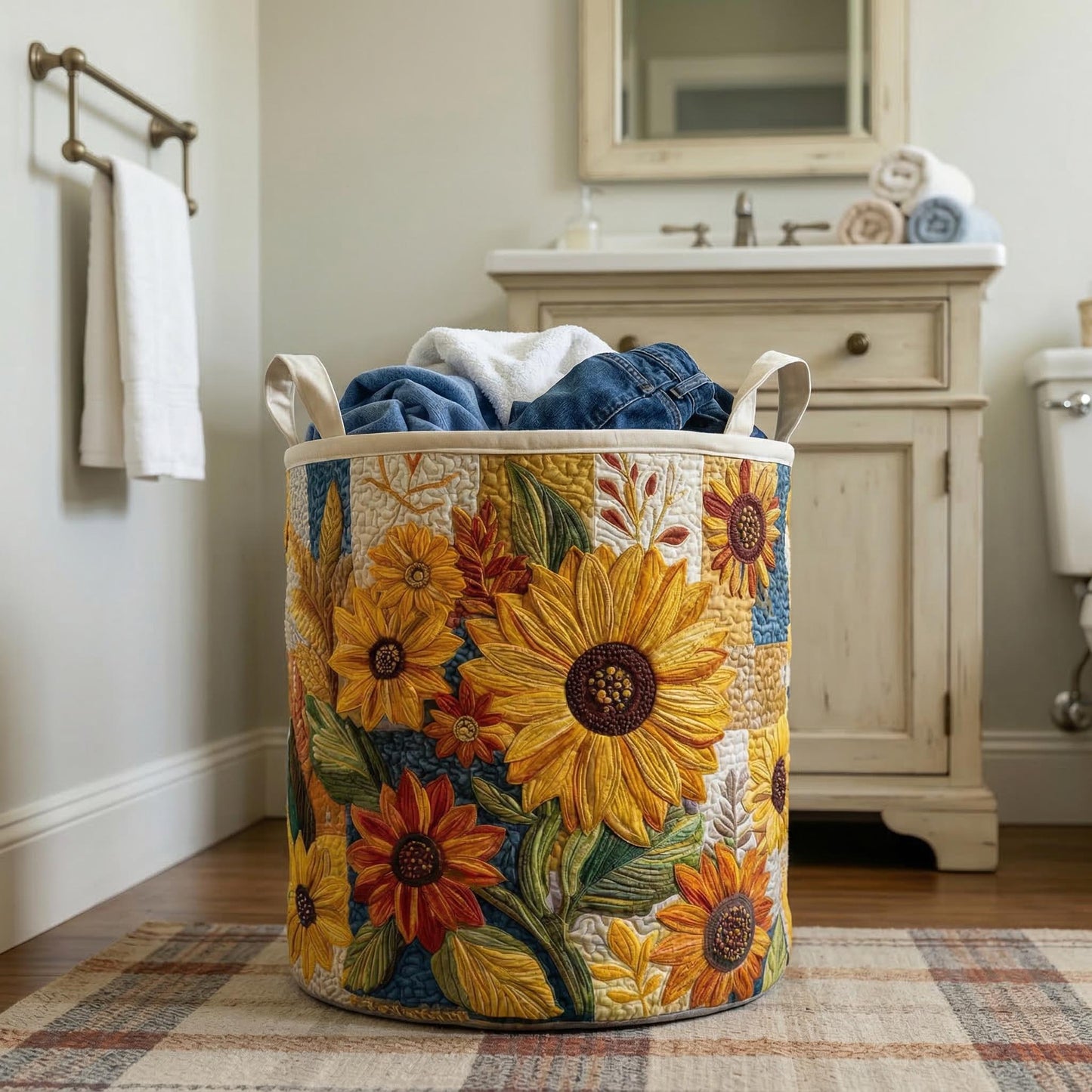 Cesta Artesanal - Cesto Para Ropa Floral