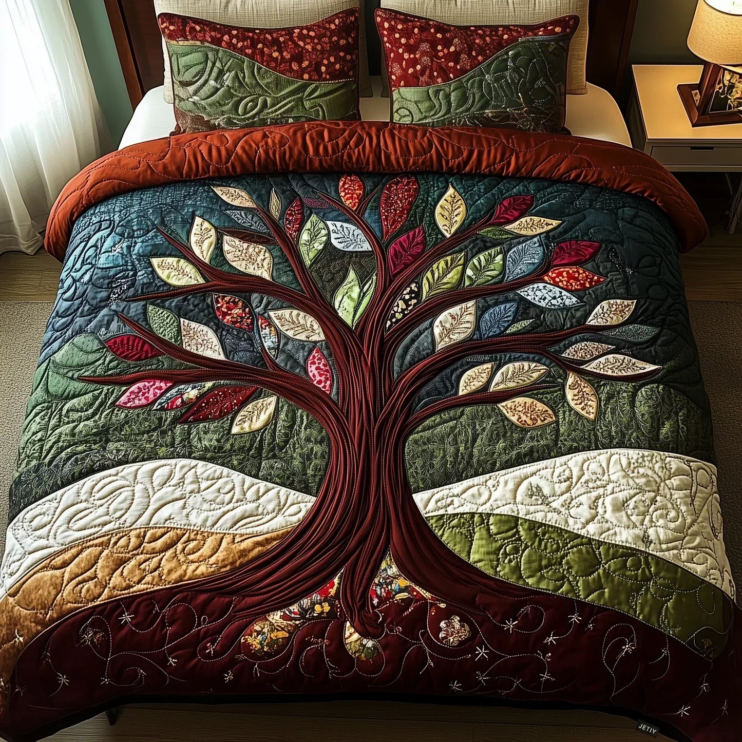 Juego de cama acolchado de 3 piezas - Abrazo de la Naturaleza