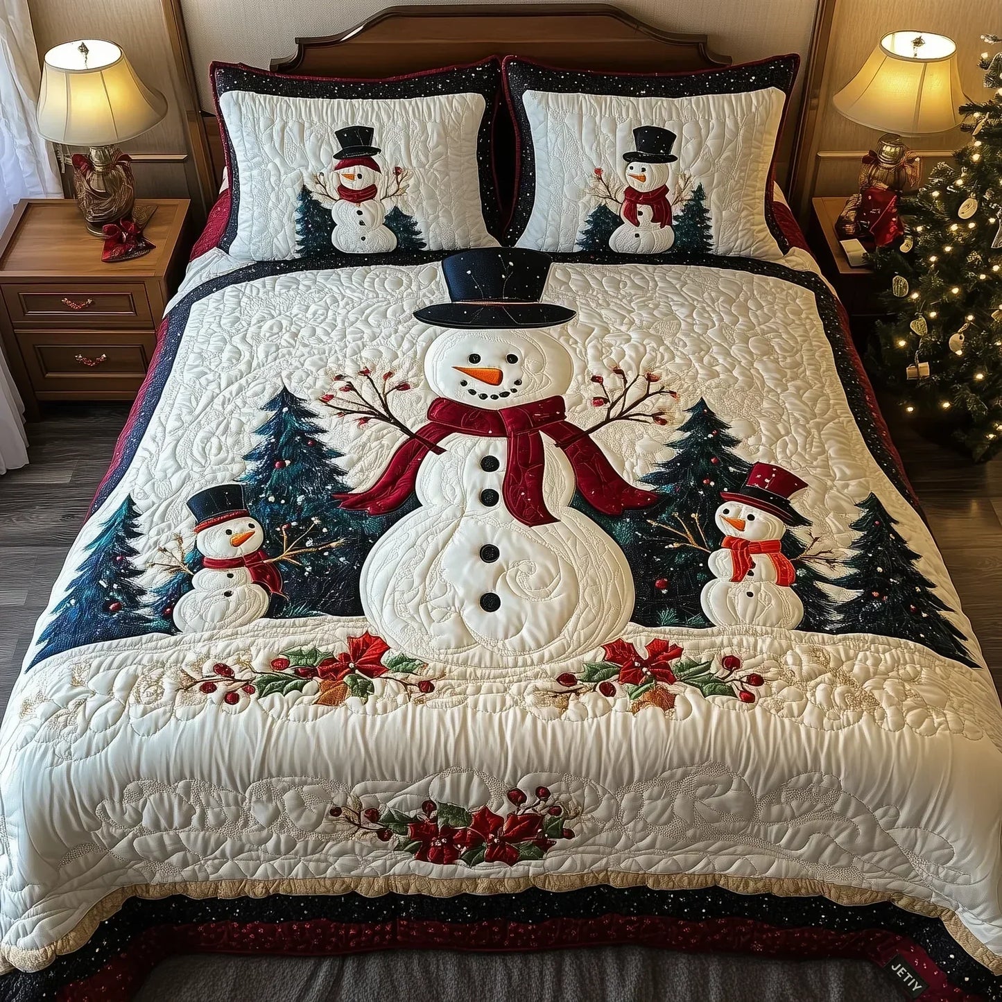 Juego de cama acolchado de 3 piezas - Amigos de la Nieve