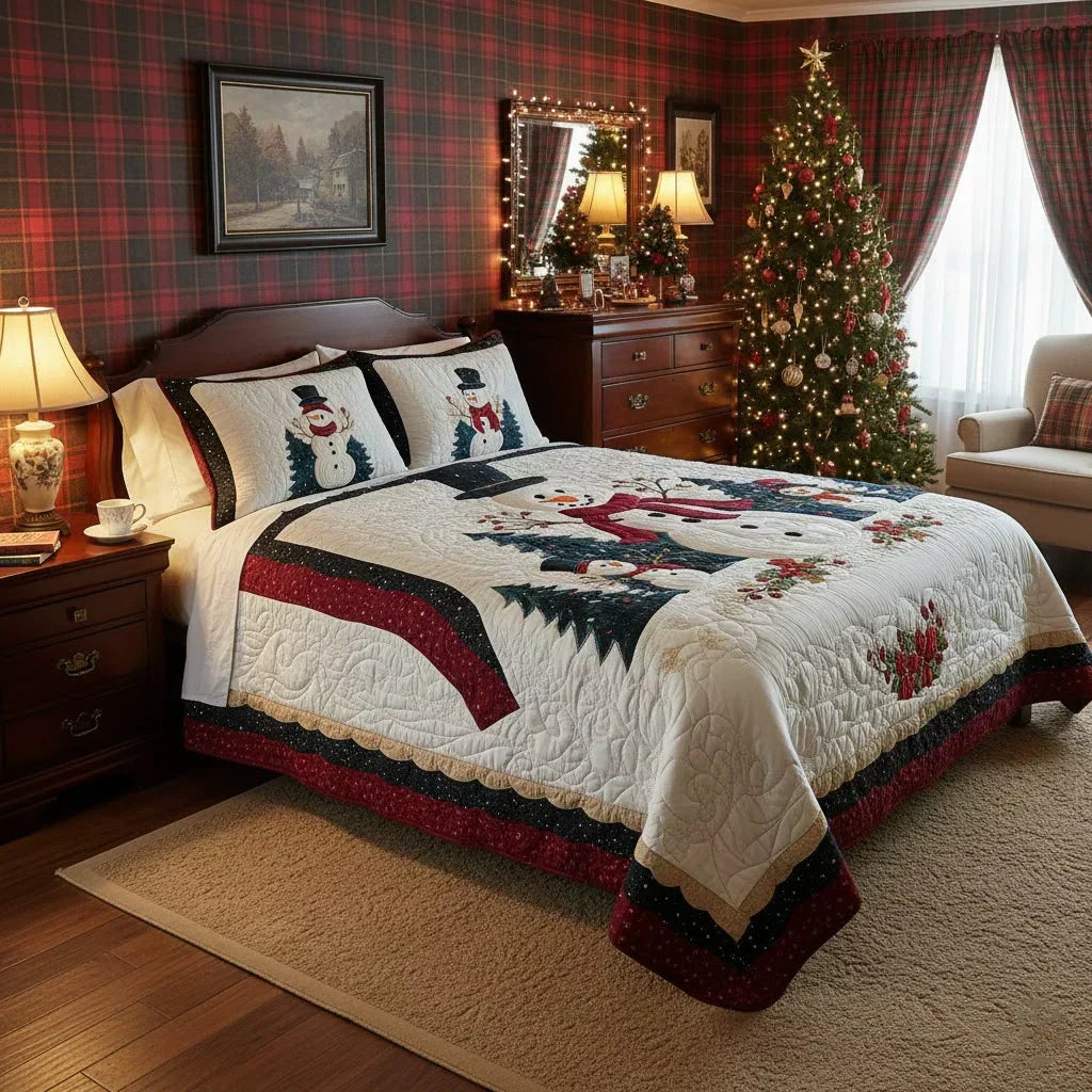 Juego de cama acolchado de 3 piezas - Amigos de la Nieve