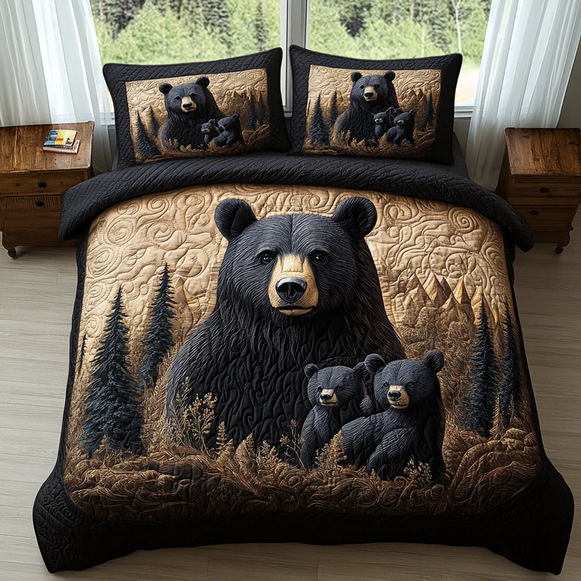 Juego de cama acolchado de 3 piezas - Animales del bosque