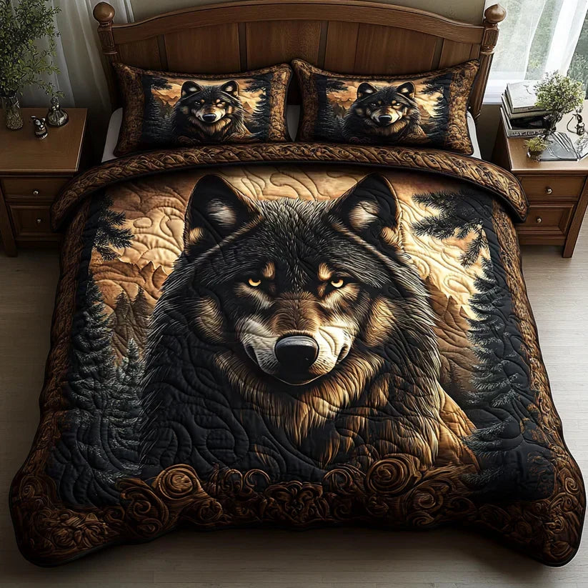 Juego de cama acolchado de 3 piezas - Animales del bosque