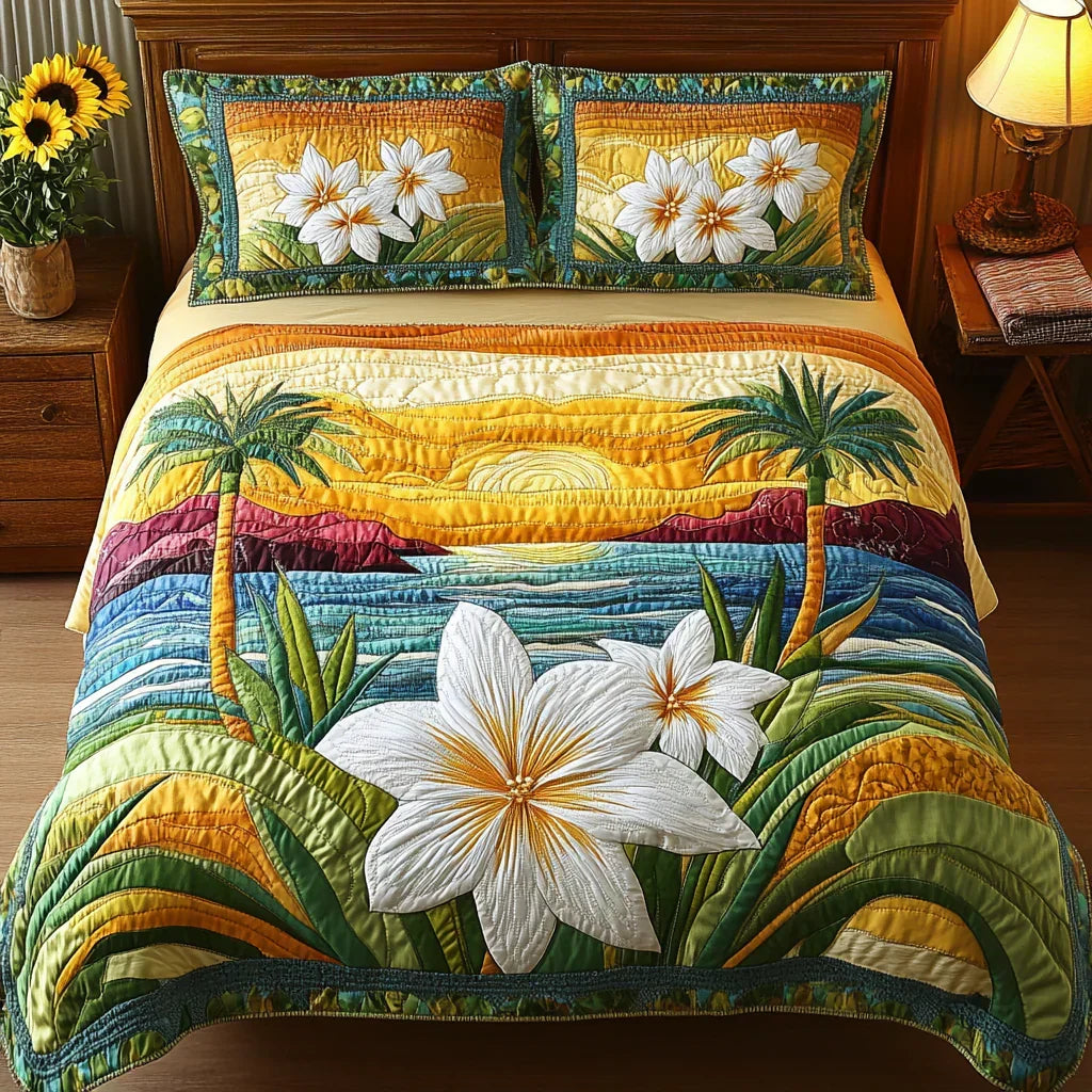 Juego de cama acolchado de 3 piezas - Espíritu Aloha