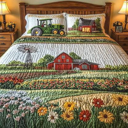 Juego de cama acolchado de 3 piezas - Granja Feliz