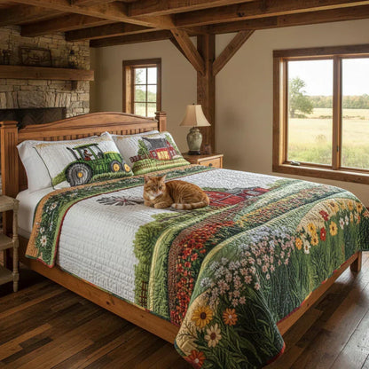 Juego de cama acolchado de 3 piezas - Granja Feliz