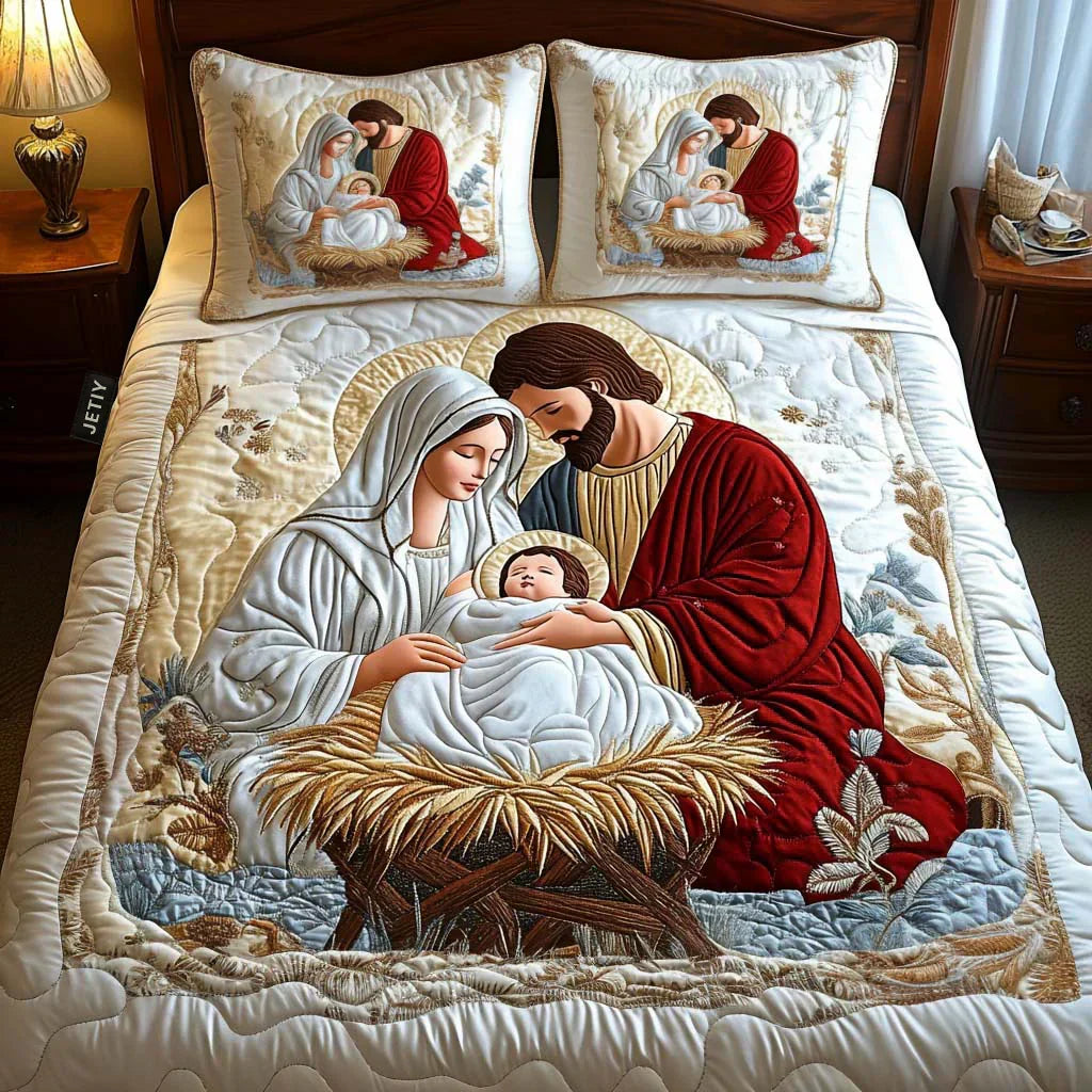 Juego de cama acolchado de 3 piezas - Magia de Papá Noel