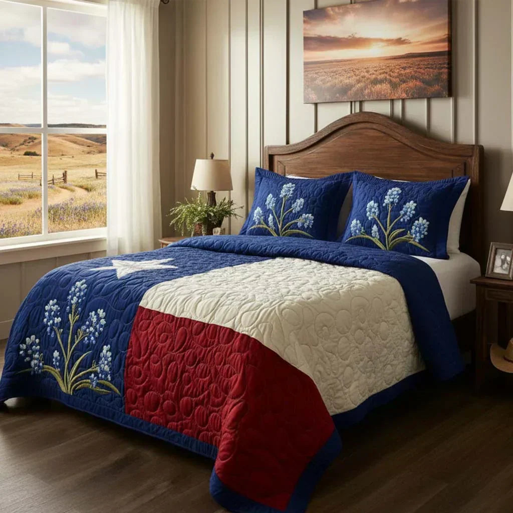 Juego de cama acolchado de 3 piezas - Orgullo de Texas