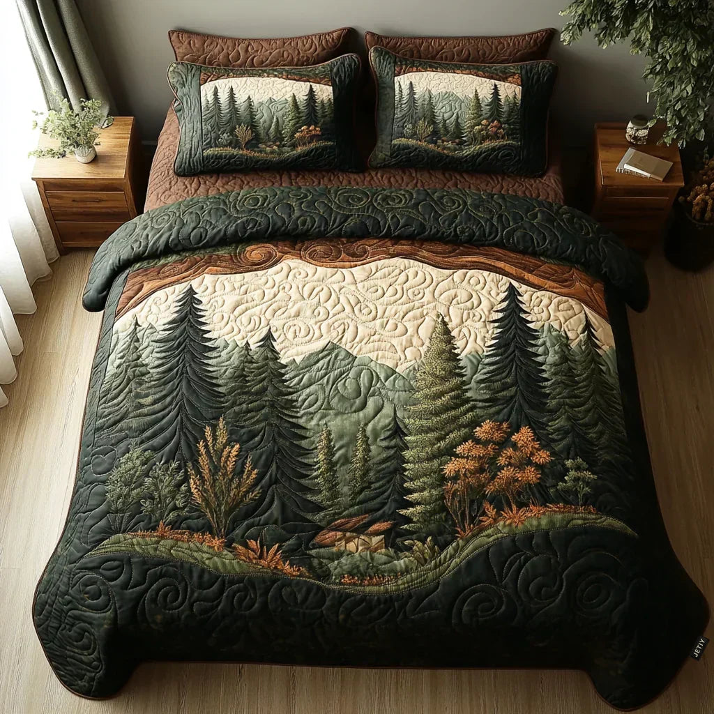 Juego de cama acolchado de 3 piezas - Paseo por el Bosque