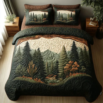 Juego de cama acolchado de 3 piezas - Paseo por el Bosque