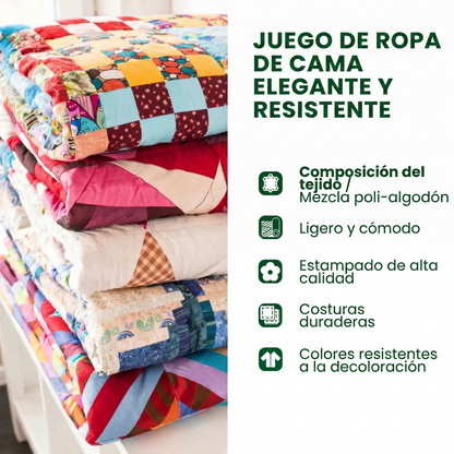 Juego de cama acolchado de 3 piezas - Refugio del Lector