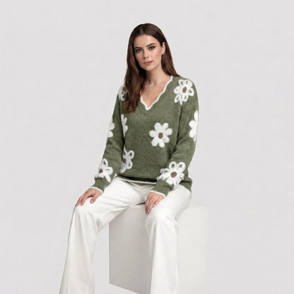 Thea | Jersey Floral Blanco
