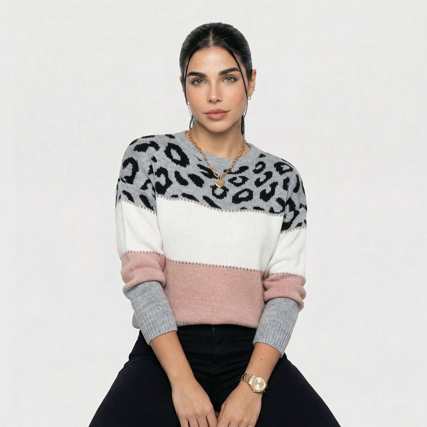 Eva | Jersey Elegante Estampado Leopardo