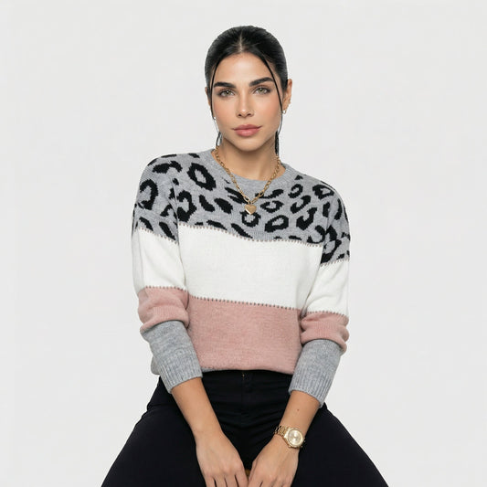 Eva | Jersey Elegante Estampado Leopardo