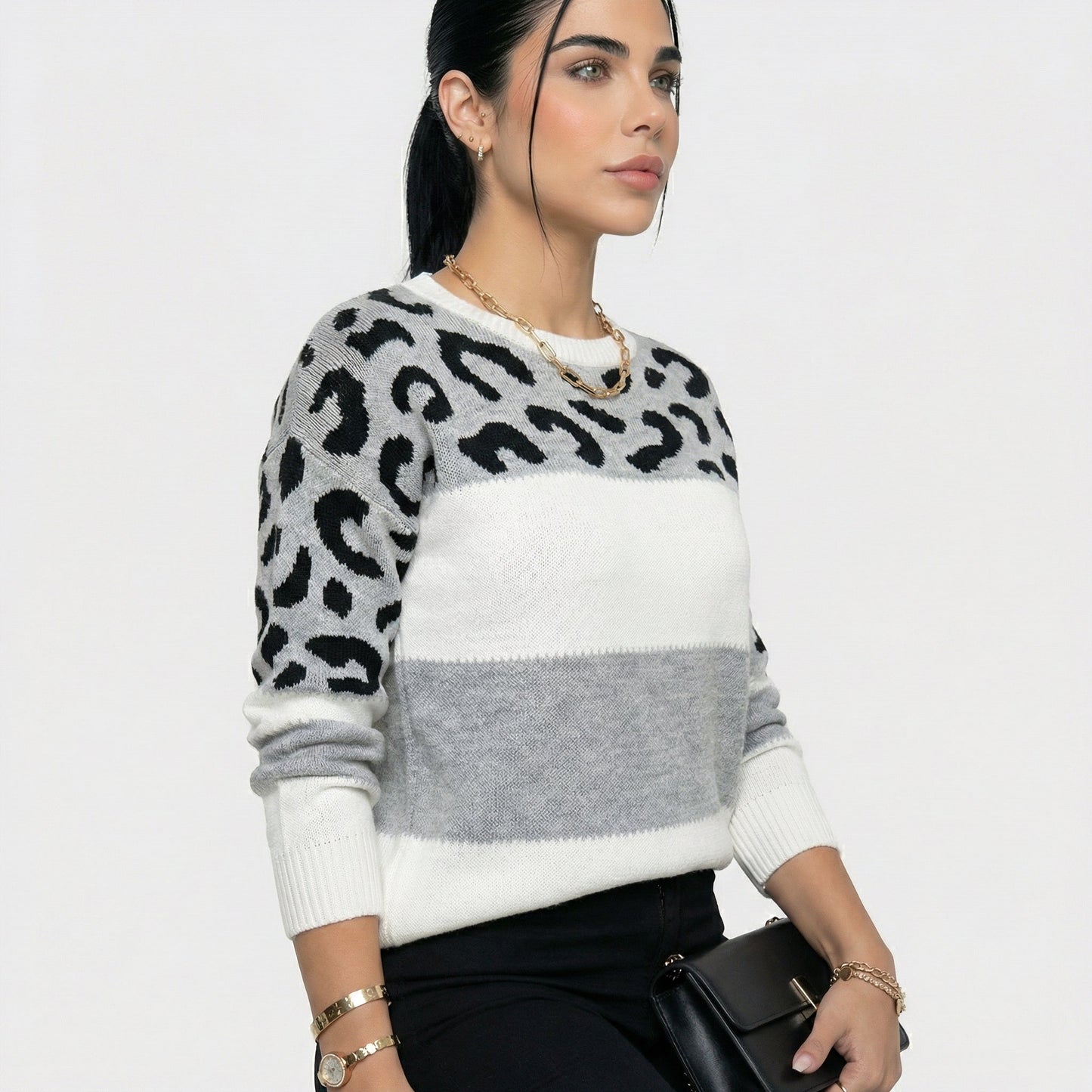 Eva | Jersey Elegante Estampado Leopardo