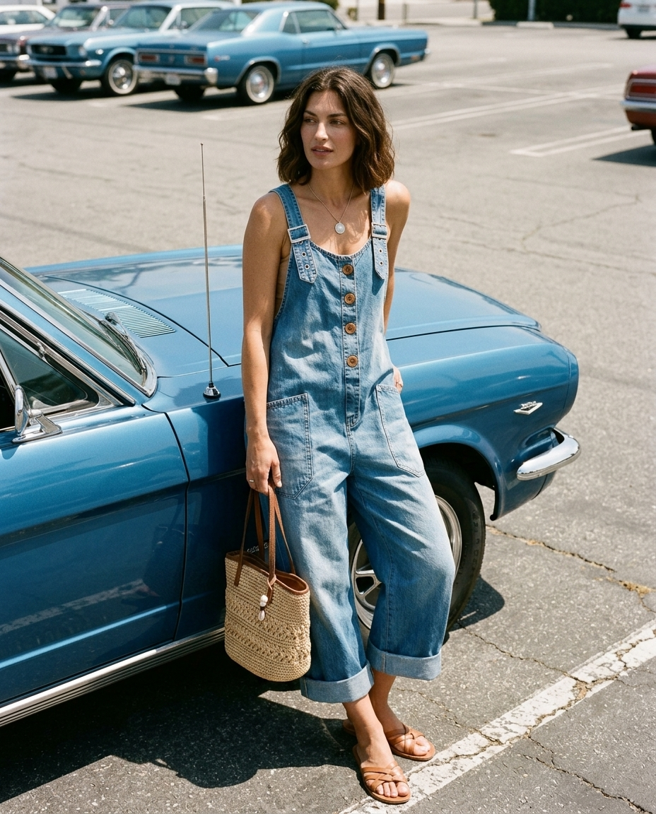 Pilar | Peto Vintage Azul Tirantes Ajustables