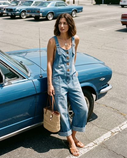 Pilar | Peto Vintage Azul Tirantes Ajustables