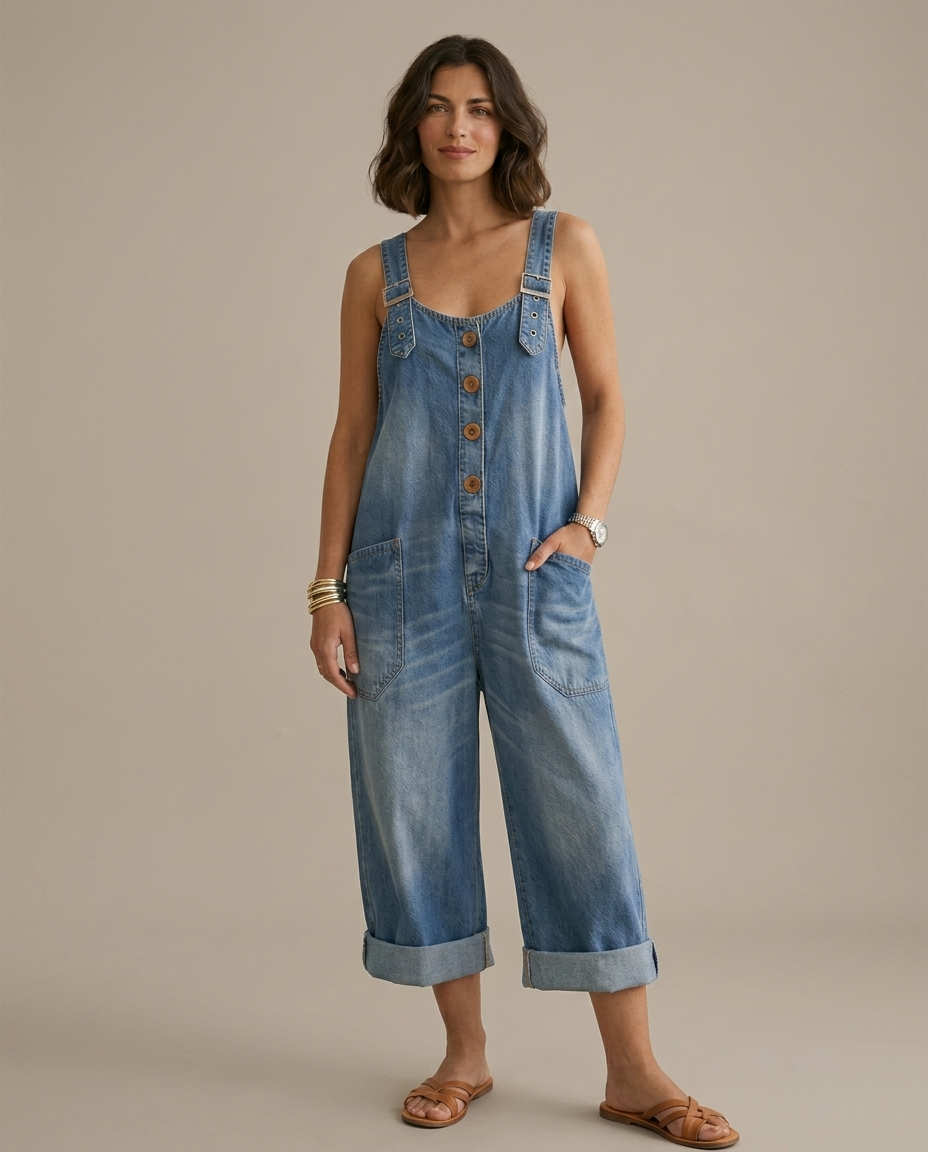 Pilar | Peto Vintage Azul Tirantes Ajustables