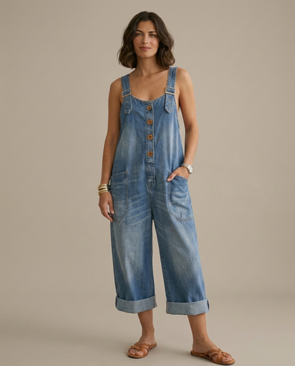 Pilar | Peto Vintage Azul Tirantes Ajustables