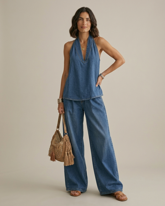 Ariadna | Conjunto Azul Verano Pernera Fluida