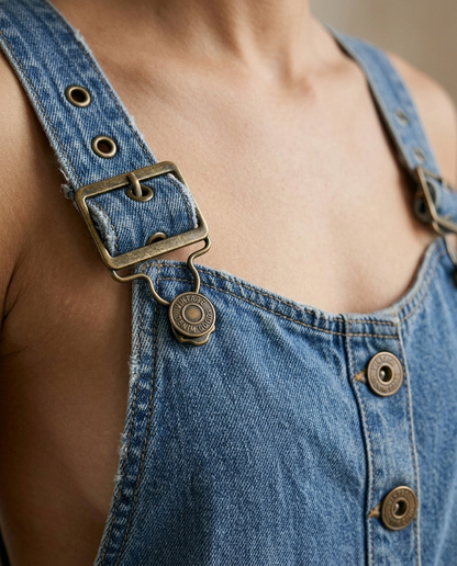 Pilar | Peto Vintage Azul Tirantes Ajustables