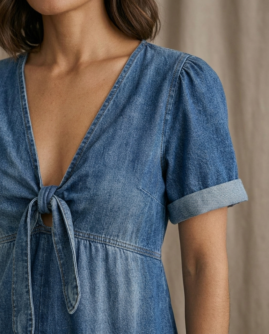 Lola | Mono Azul Escote en V Pernera Ancha