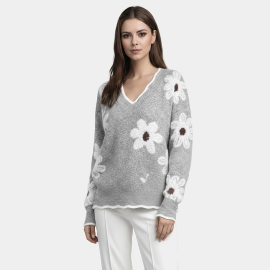 Thea | Jersey Floral Blanco