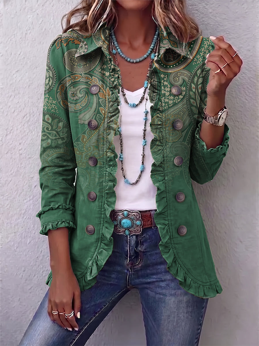 Renata™ | Chaqueta Paisley con Puños Fruncidos