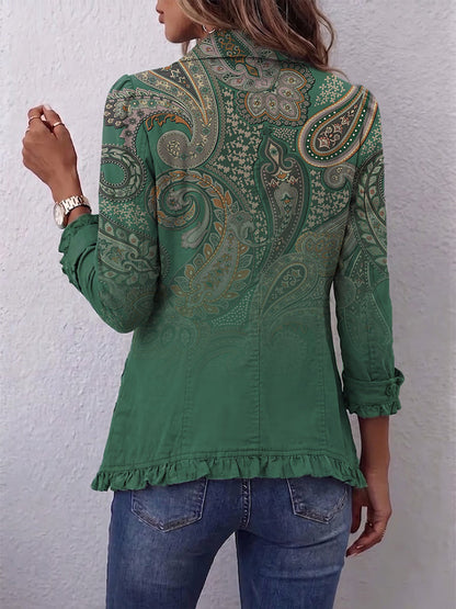 Renata™ | Chaqueta Paisley con Puños Fruncidos